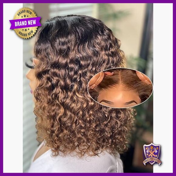 14 Inch Glueless Curly Bob Wig Human Hair Pre Plucked HD Lace Front